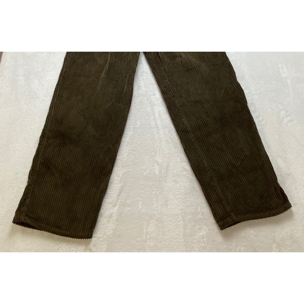 Baracuta Mens 38x34 Wide Wale Corduroy Pleated Pants Brown Olive Straight Leg - Picture 8 of 14
